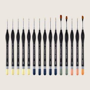 Foxwood Miniature Paint Brushes, 15pc Fine Detail Paint Brush Set for Precision Art